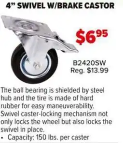Busy Bee Tools Swivel w/brake castor offer