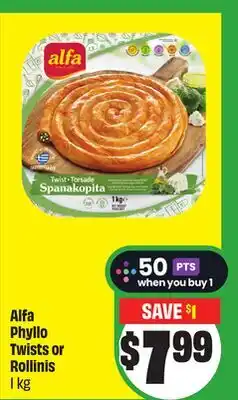 FreshCo Alfa Phyllo Twists or Rollinis 1kg offer