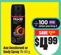Chalo FreshCo Axe Deodorant or Body Spray 76-113 g offer
