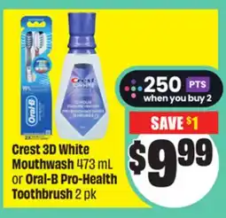 Chalo FreshCo Crest 3D White Mouthwash 473 mL or Oral-B Pro-Health Toothbrush 2 pk offer