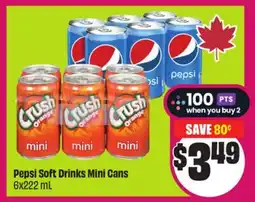 Chalo FreshCo Pepsi Soft Drinks Mini Cans 6x222 mL offer