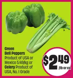 Chalo FreshCo Green Bell Peppers Product of USA or Mexico 5.49/kg or Celery Product of USA, No. 1 Grade offer