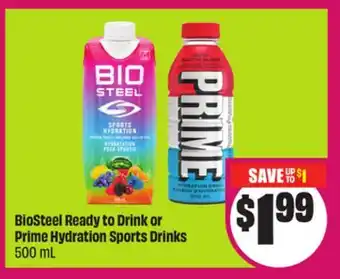 Chalo FreshCo BioSteel Ready to Drink or Prime Hydration Sports Drinks 500 mL offer