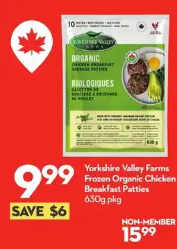 Longo's Yorkshire Valley Farms Frozen Organic Chicken Breakfast Patties offer