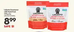 Longo's Lakanto Sweetener with Monk Fruit offer
