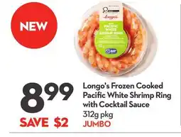 Longo's Longo's Frozen Cooked Pacific White Shrimp Ring with Cocktail Sauce offer