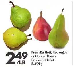 Longo's Fresh Bartlett, Red Anjou or Concord Pears offer