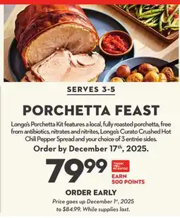 Longo's PORCHETTA FEAST offer