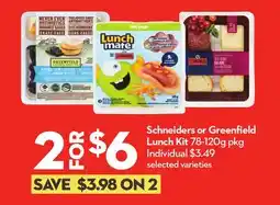 Longo's Schneiders or Greenfield Lunch Kit offer
