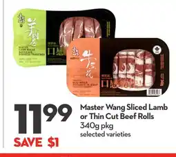 Longo's Master Wang Sliced Lamb or Thin Cut Beef Rolls offer