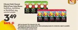 Longo's Minute Maid, Honest Kids & Fuze Juice Boxes offer