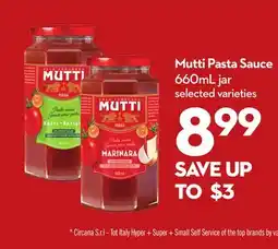 Longo's Mutti Pasta Sauce offer