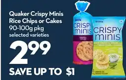 Longo's Quaker Crispy Minis Rice Chips or Cakes offer