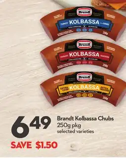 Longo's Brandt Kolbassa Chubs offer