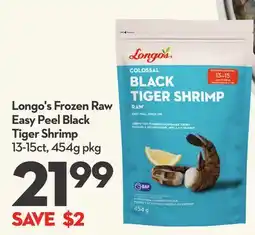 Longo's Longo's Frozen Raw Easy Peel Black Tiger Shrimp offer