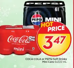 Sobeys COCA-COLA or PEPSI Soft Drinks Mini Cans offer