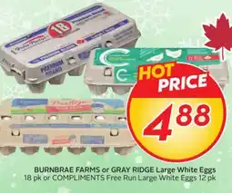 Sobeys BURNBRAE FARMS or GRAY RIDGE Large White Eggs offer