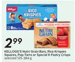 Sobeys KELLOGG'S Nutri Grain Bars, Rice Krispies Squares, Pop-Tarts or Special K Pastry Crisps offer