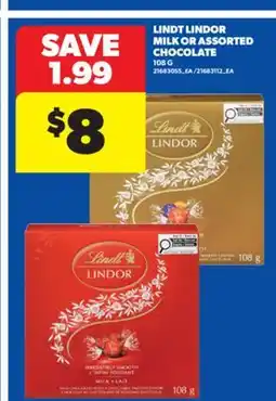 Real Canadian Superstore LINDT LINDOR MILK OR ASSORTED CHOCOLATE, 108 G offer