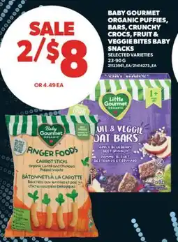 Real Canadian Superstore BABY GOURMET ORGANIC PUFFIES, BARS, CRUNCHY CROCS, FRUIT & VEGGIE BITES BABY SNACKS, 23-90 G offer