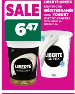Real Canadian Superstore LIBERTÉ GREEK, 650/750 G OR MÉDITERRANÉE, 900 G YOGURT offer
