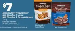 Real Canadian Superstore SNACK FACTORY PRETZEL CRISPS MILK CHOCOLATE CRUNCH & MILK CHOCOLATE & CARAMEL DRIZZLERS, 155 G offer