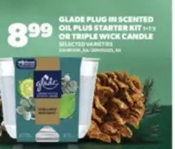 Real Canadian Superstore GLADE PLUG IN SCENTED OIL PLUS STARTER KIT 1 + 1' S OR TRIPLE WICK CANDLE offer