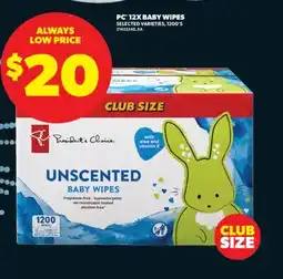 Real Canadian Superstore PC 12X BABY WIPES, 1200' S offer