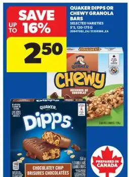 Real Canadian Superstore QUAKER DIPPS OR CHEWY GRANOLA BARS, 5' S, 120-175 G offer