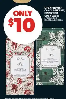 Real Canadian Superstore LIFE AT HOME CANDLE GIFT SET, FESTIVE OR COZY CABIN, 3 PIECE, 2.5 OZ offer