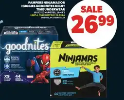 Real Canadian Superstore PAMPERS NINJAMAS OR HUGGIES GOODNITES NIGHT TIME UNDERWEAR, 28-44' S offer