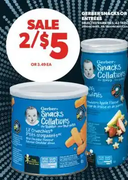 Real Canadian Superstore GERBER SNACKS OR ENTRÉES, 42-187 G offer