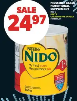 Real Canadian Superstore NIDO MILK BASED NUTRITIONAL SUPPLEMENT, 850 G offer