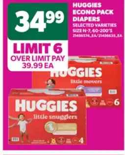 Real Canadian Superstore HUGGIES ECONO PACK DIAPERS, SIZE N-7, 60-200'S offer