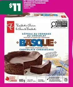 Real Canadian Superstore PC CHOCOLATE NORTHERN SPANISH-STYLE BASQUE CHEESECAKE, 600 G offer