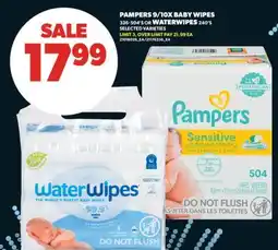 Real Canadian Superstore PAMPERS 9/10X BABY WIPES 336-504' S OR WATERWIPES 240' S offer