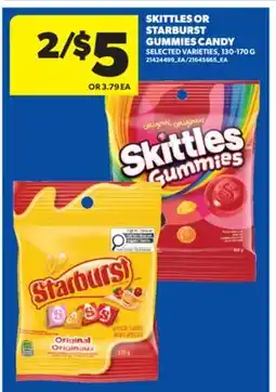 Real Canadian Superstore SKITTLES OR STARBURST GUMMIES CANDY, 130-170 G offer