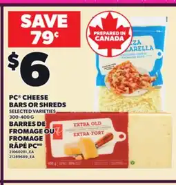 Independent Grocer PC CHEESE BARS OR SHREDS, 300-400 G offer