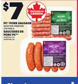 Independent Grocer PC PORK SAUSAGE, 375/500 G offer
