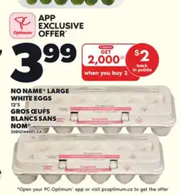 Independent Grocer NO NAME LARGE WHITE EGGS, 12'S offer