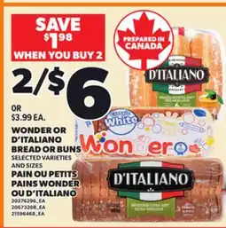 Independent Grocer WONDER OR D'ITALIANO BREAD OR BUNS offer