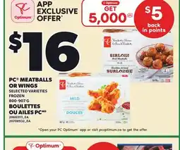 Independent Grocer PC MEATBALLS OR WINGS, 800-907 G offer