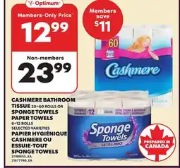 Independent Grocer CASHMERE BATHROOM TISSUE TISSUE 20=60 ROLLS OR SPONGE TOWELS PAPER TOWELS 6=12 ROLLS offer
