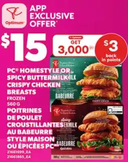 Independent Grocer PC HOMESTYLE OR SPICY BUTTERMILK CRISPY CHICKEN BREASTS, 560 G offer