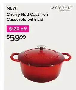 Linen Chest Cherry Red Cast Iron Casserole with Lid offer