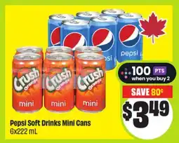 FreshCo Pepsi Soft Drinks Mini Cans 6x222 mL offer
