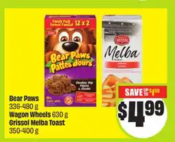 FreshCo Bear Paws 336-480 g Wagon Wheels 630 g Grissol Melba Toast 350-400 g offer