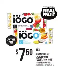 Loblaws IÖGO CREAMY, 0% OR LACTOSE-FREE YOGURT, 16 X 100 G offer