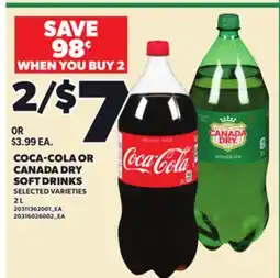 Loblaws COCA-COLA OR CANADA DRY SOFT DRINKS, 2 L offer