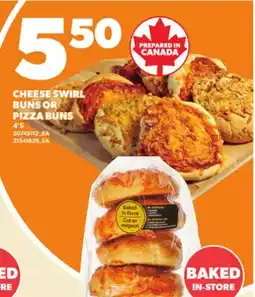Loblaws CHEESE SWIRL BUNS OR PIZZA BUNS, 4'S offer